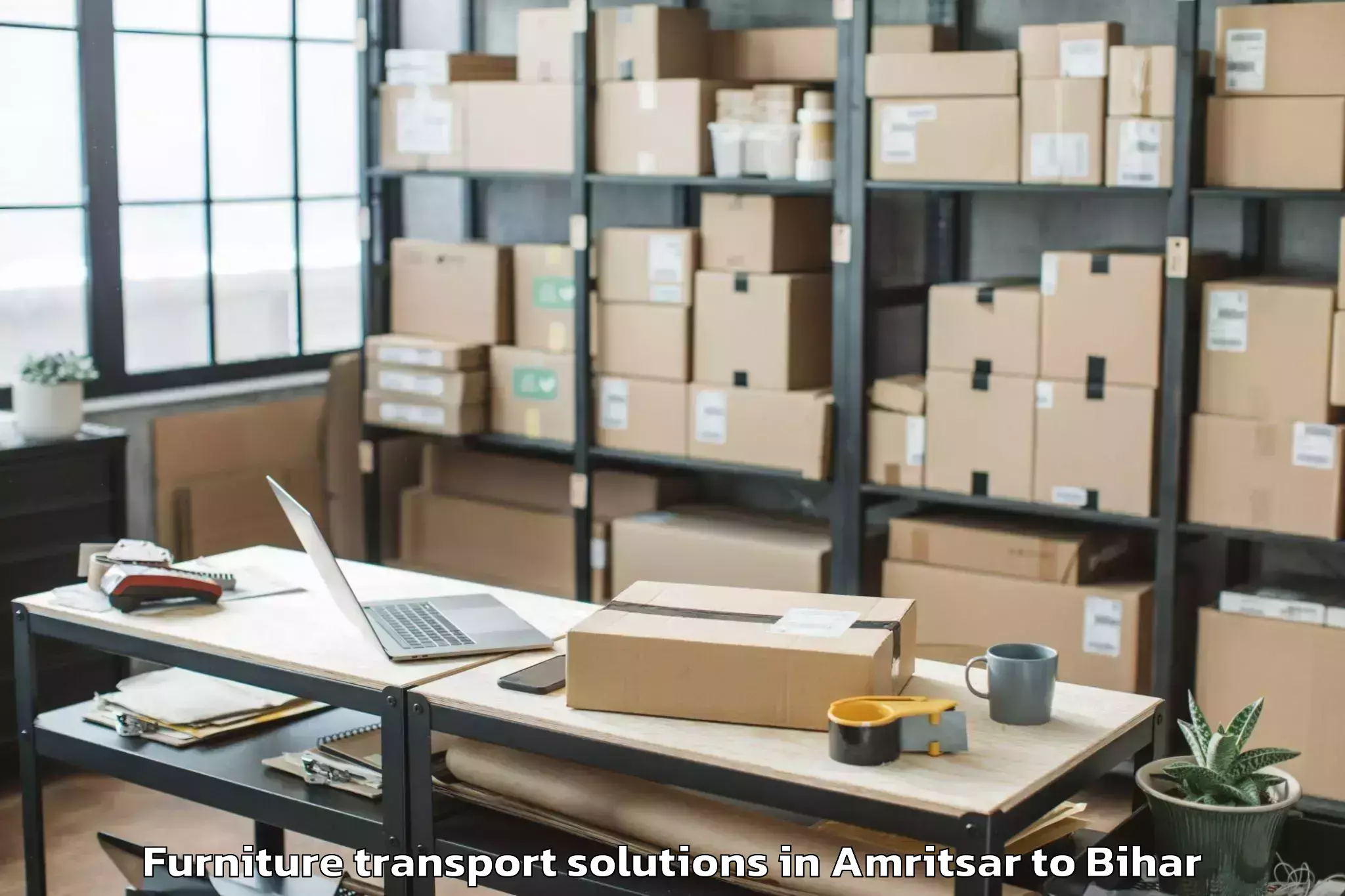 Book Amritsar to Lauria Nandangarh Furniture Transport Solutions Online